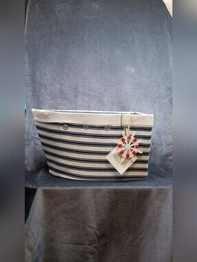 Striped Navy & White Boat Canvas  Organizer - Unbranded. Cute